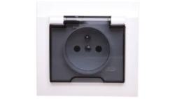 KIER Gniazdo bryzgoszczelne z/u IP44 z przesłonami klapka przezroczysta białe GPH-1WZP/00/d