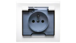 KIER Gniazdo bryzgoszczelne z/u IP44 klapka przezroczysta białe GPH-1WZ/00/d