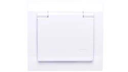 KIER Gniazdo bryzgoszczelne z/u Schuko IP44 z przesłonami klapka biała GPH-1WSP/00/w