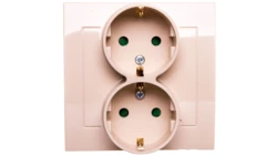 KIER Gniazdo podwójne b/u Schuko z przesłonami beżowe GP-2WSP/01