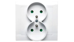 KIER Gniazdo podwójne z/u z przesłonami białe GP-2WZP/00