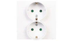 KIER Gniazdo podwójne b/u Schuko z przesłonami białe GP-2WSP/00