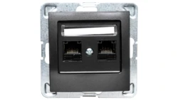 IMPRESJA Gniazdo komputerowe podwójne RJ45 kat.5e MMC antracyt GPK-2Y/K/m/50