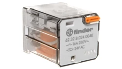 Przekaźnik 2P 16A 24V AC do gniazd lub Faston 187, przycisk testujący, mechaniczny wskaźnik zadziałania 62.32.8.024.0040