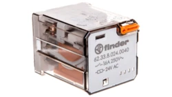Przekaźnik 3P 16A 24V AC do gniazd lub Faston 187, przycisk testujący, mechaniczny wskaźnik zadziałania 62.33.8.024.0040