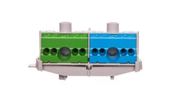 Listwa zaciskowa PE i N na szynę 80 A 2x(1x25mm + 4x4mm2) niebiesko-zielona FC PN 10 26001206