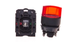 Przełącznik 2 położeniowy pokrętło 22mm czerwony 1Z 1R bez samopowrotu z podświetleniem 230V AC XB5AK124M5