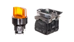 Przełącznik 2 położeniowy pokrętło 22mm pomarańczowy 1Z 1R bez samopowrotu XB4BK125B5