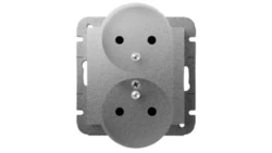 CARLA Gniazdo podwójne 2P+Z mod srebrne b/R 1743-16