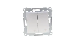 Simon 54 Łącznik krzyżowy podwójny 10A 230V IP20, szybkozłącza, srebrny mat DW7/2.01/43