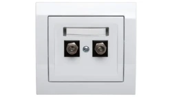 KIER Gniazdo antenowe podwójne typu F białe GPA-2WF/00