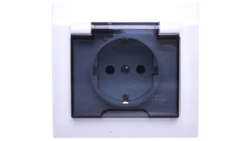 KIER Gniazdo bryzgoszczelne z/u Schuko IP44 klapka przezroczysta białe GPH-1WS/00/d