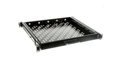 Półka 19 cali 1U głębokość 400mm regulacja +/-200mm wysuwana RAL9005 19-0055C