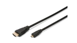 Kabel połączeniowy microHDMI Highspeed 1.4 Eth. GOLD Typ HDMI A/HDMI D, M/M czarny 1m AK-330109-010-S AK-330109-010-S