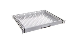 Półka 19 cali 1U głębokość 400mm regulacja +/-200mm wysuwana RAL7035 19-0055S