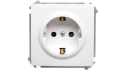 Simon Basic Gniazdo pojedyncze SCHUKO z/u 16A IP20 z przesłoną torów białe BMGSZ1z.01/11