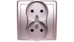 Simon Basic Gniazdo podwójne z/u 16A IP20 satyna metalizowana BMGZ2/29