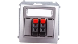 Simon Basic Gniazdo głośnikowe podwójne z polem opisowym stal inox BMGL3.01/21