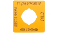 Szyld do przycisków bezpieczeństwa PL, GB, DE, I typ: M22-XYK15 167642