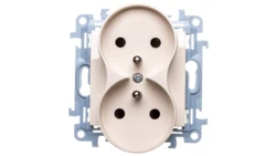 Simon 10 Gniazdo podwójne z/u z przesłonami kremowe 16A 250V IP20 CGZ2MZ.01/41