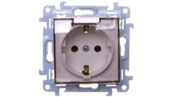 Simon 10 Gniazdo pojedyncze SCHUKO z uszczelką klapka transparetna biała 16A 250V IP44 CGSZ1B.01/11A