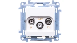 Simon 10 Gniazdo antenowe R-TV-SAT przelotowe białe IP20 CASP.01/11