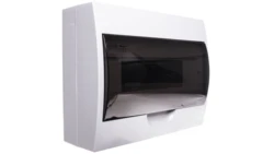 Rozdzielnica modułowa tworzywo 1x12 natynkowa IP40 IK06 N+PE II klasa drzwi transparentne szare DB112S 1X12P/SMD biały 3833