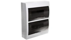 Rozdzielnica modułowa tworzywo 2x12 natynkowa IP40 IK06 N+PE II klasa drzwi transparentne szare DB212S 2X12P/SMD biały 3835