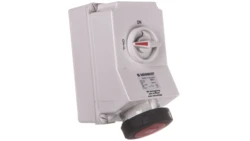 Gniazdo naścienne z rozłącznikiem 63A 5p 6h 400V IP67 z podwójną blokadą mechaniczną MEN5113A