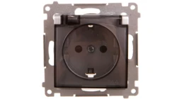Simon 54 Gniazdo pojedyncze SCHUKO 16A 250V IP44 z przesłonami i klapką srebny mat DGSZ1BZ.01/43A