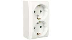 BIS Gniazdo podwójne z/u Schuko z przesłonami białe GN-2BSP/00