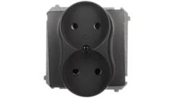 Simon Basic Gniazdo wtyczkowe podwójne b/u (moduł) 16A 250V zaciski śrubowe grafit matowy BMG2M.01/28