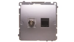 Simon Basic Gniazdo antenowe typu F + RJ45 kat.6 srebrny mat BMAFRJ45.01/43