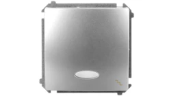 Simon Basic Łącznik schodowy z podświetleniem 10AX 250V, szybkozłącza,srebrny mat BMW6L.01/43