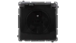 Simon Basic Gniazdo pojedyncze z/u z przesłonami bryzgoszczelne IP44 16A, 250V grafit mat BMGZ1Bz.01/28A