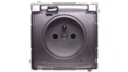 Simon Basic Gniazdo pojedyncze z/u bryzgoszczelne IP44 16A 250V srebrny mat BMGZ1B.01/43A