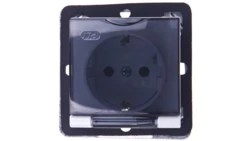 IMPRESJA Gniazdo bryzgoszczelne z/u Schuko IP44 z przesłonami klapka przezroczysta białe GPH-1YSP/m/00/d