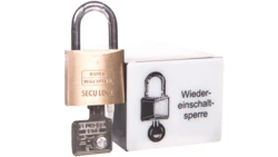 Kłódka w pojemniku zatrzaskiwanym na szynie 0000104664T