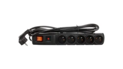Listwa zasilająca 19 cali 3m 5 gniazd 2P+Z, wyłącznik + bezpiecznik czarna 19-0043C