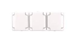 BRYZA Gniazdo hermetyczne potrójne z/u IP54 z klapką biała 180440