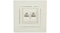 Gniazdo komputerowe Asfora podwójne 2xRJ45 kat.5e kremowe z ramką EPH4400123