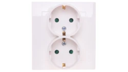 AS Gniazdo podwójne z/u Schuko z przesłonami ecru GP-2GSP/27