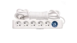 Przedłużacz Przenośny 6-Krotny Z Uziemieniem I Przesłonami Styków 5m, Kolor Biały / Wltb0665-2wh