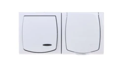 MADERA Łącznik hermetyczny pojedynczy z podświetleniem + gniazdo hermetyczne pojedyncze z/u z klapką biały ZH-NŁ1SG/00/w