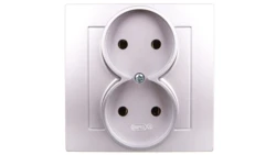 AS Gniazdo podwójne b/u srebro GP-2G/18