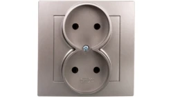 AS Gniazdo podwójne b/u satyna light GP-2G/45