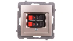 AS Gniazdo głośnikowe podwójne satyna light GG-2G/m/45