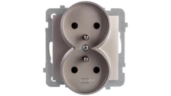 AS Gniazdo podwójne z/u satyna light GP-2GRZ/m/45