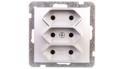 AS Gniazdo potrójne b/u 2,5A EURO srebro GP-3G/m/18