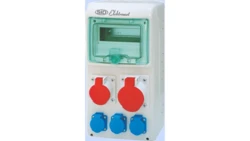 Rozdzielnica RSS-02 okienko 8 modułów okablowana 1x63A 3P+N+Z 400V, 1x32A 3P+N+Z 400V, 3x16A 2P+Z 250V IP44 942025